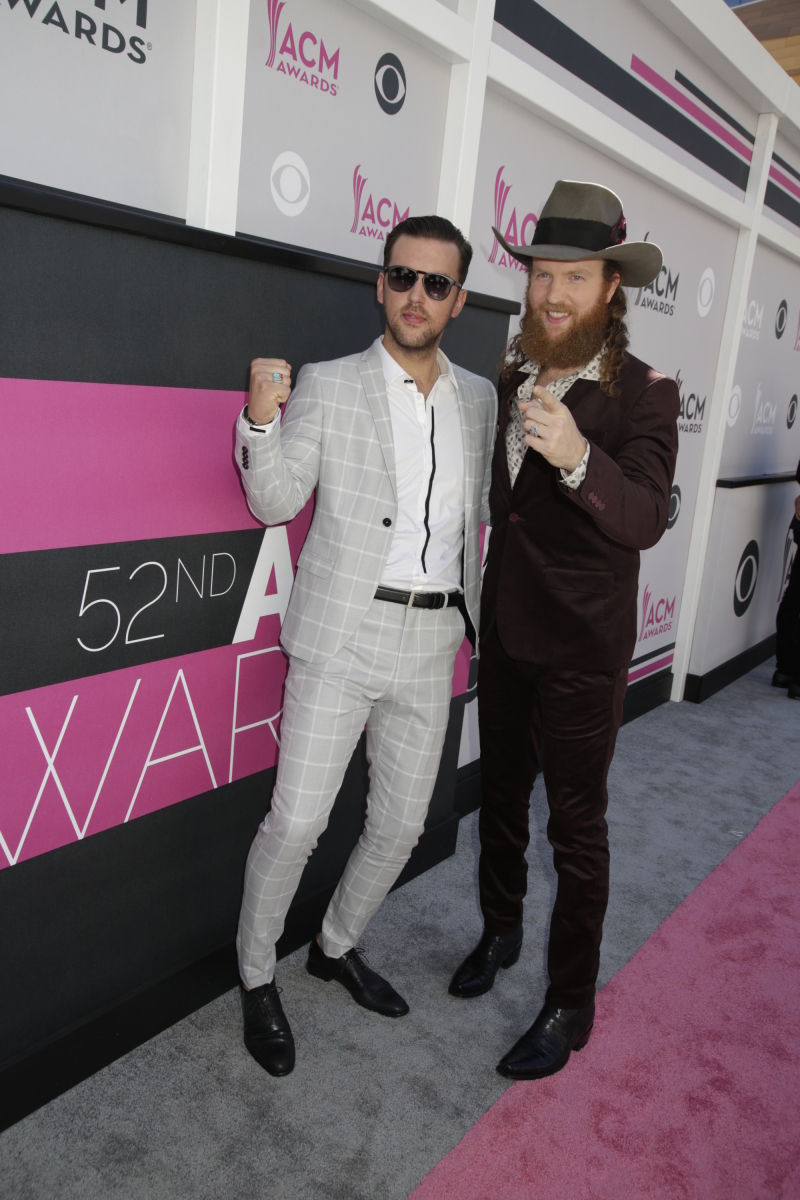 Brothers Osborne on the red carpet at THE 52ND ACADEMY OF COUNTRY MUSIC AWARDS®, broadcast LIVE from T-Mobile Arena in Las Vegas Sunday, April 2 (live 8:00-11:00 PM, ET/delayed PT) on the CBS Television Network. Photo: Francis Specker/CBS ©2017 CBS Broadcasting, Inc. All Rights Reserved